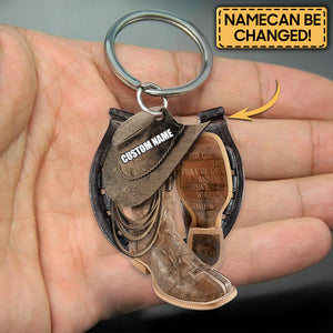 Christmas Ornament, Personalized Boots And Hat Cowboy Flat Acrylic Car Ornament - Best gifts your whole family