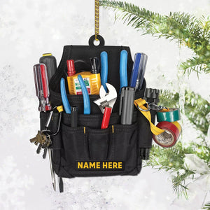 Christmas Ornament, Personalized Electrician Tool Bag Shaped Acrylic Ornament - Best gifts your whole family