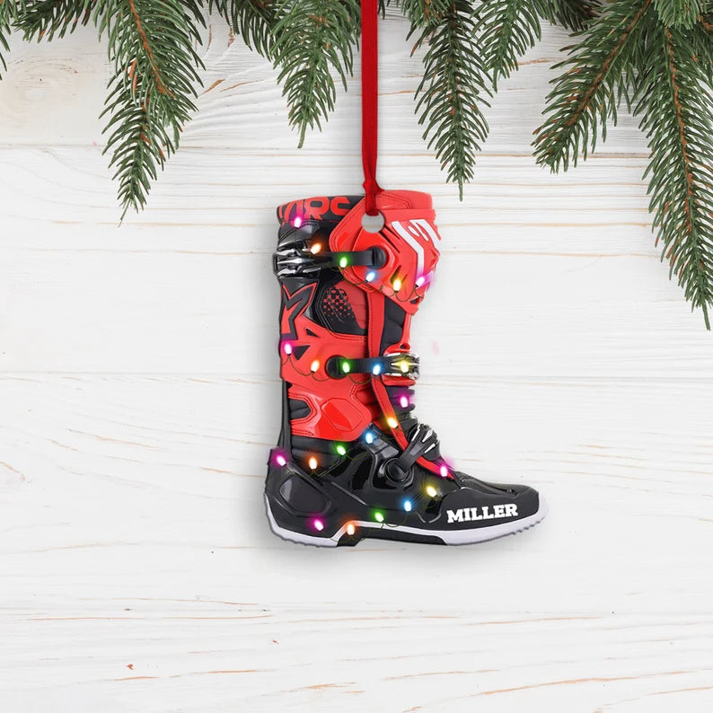 Christmas Ornament Personalized Motorcross Shoes, Ornament Motorcycle, Motor Shoes Lover - Best gifts your whole family