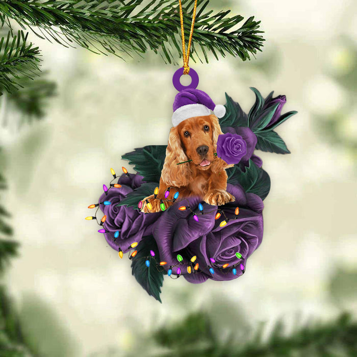 Cocker Spaniel In Purple Rose Christmas Ornament Dog Hanging Ornaments For Christmas - Best gifts your whole family