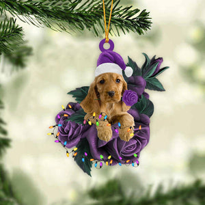 Cocker Spaniel In Purple Rose Christmas Ornaments Dog Hanging Ornament For Christmas - Best gifts your whole family