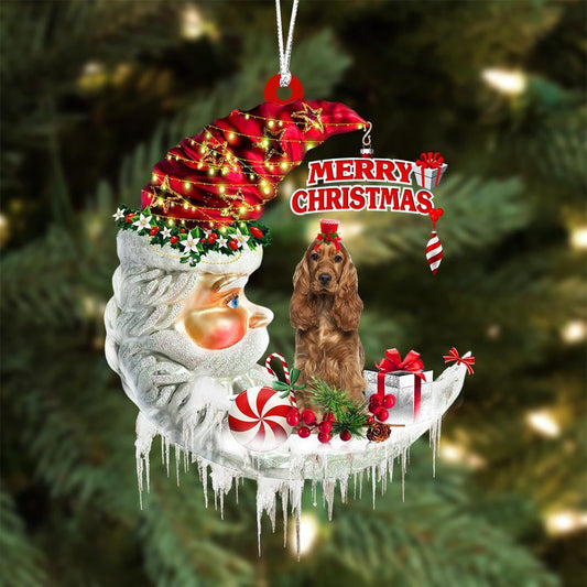 Cocker Spaniel On The Moon Merry Christmas Hanging Ornament - Best gifts your whole family