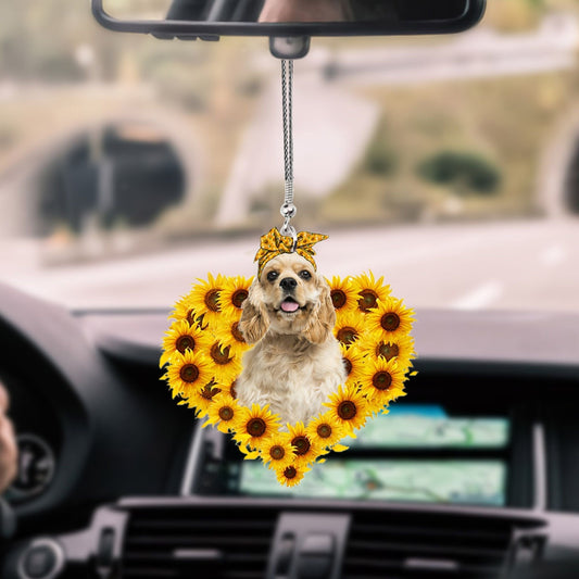 Cocker Spaniel-Sunflower Heart Gift Car Ornament - Best gifts your whole family