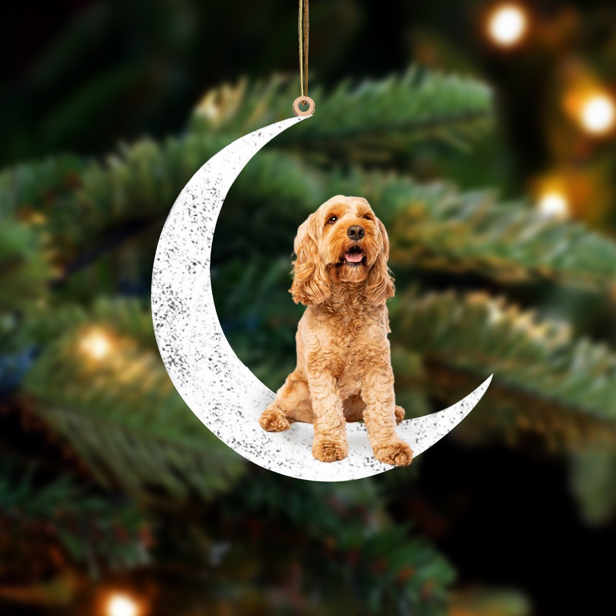 Cool Cockapoo Sit On The Moon Two Sided Ornament Dog Hanging Christmas Ornament - Best gifts your whole family