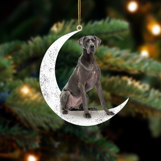 Cool Great Dane Sit On The Moon Two Sided Ornament Dog Hanging Christmas Ornament - Best gifts your whole family