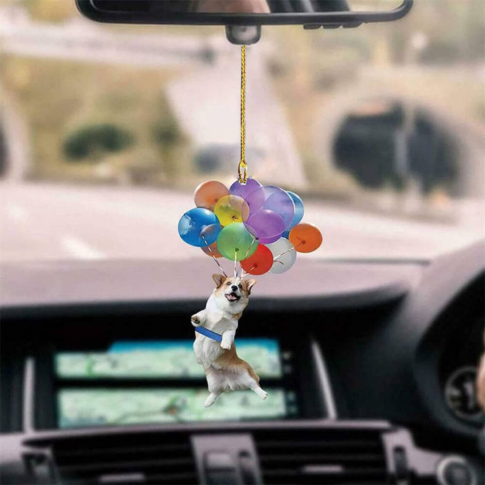 Corgi Dog Fly With Bubbles Car Hanging Ornament Dog Ornament Godmerc - Best gifts your whole family