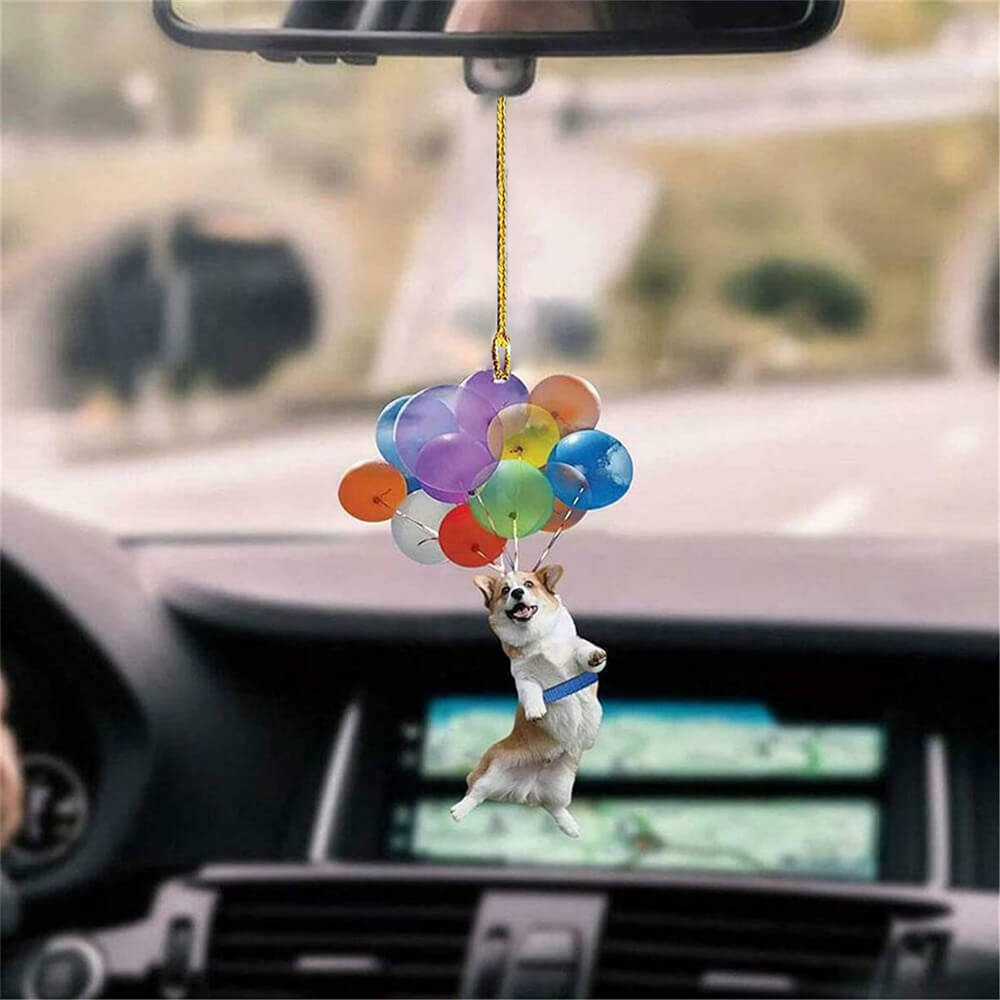 Corgi Dog Fly With Bubbles Car Hanging Ornament Dog Ornament Godmerc - Best gifts your whole family