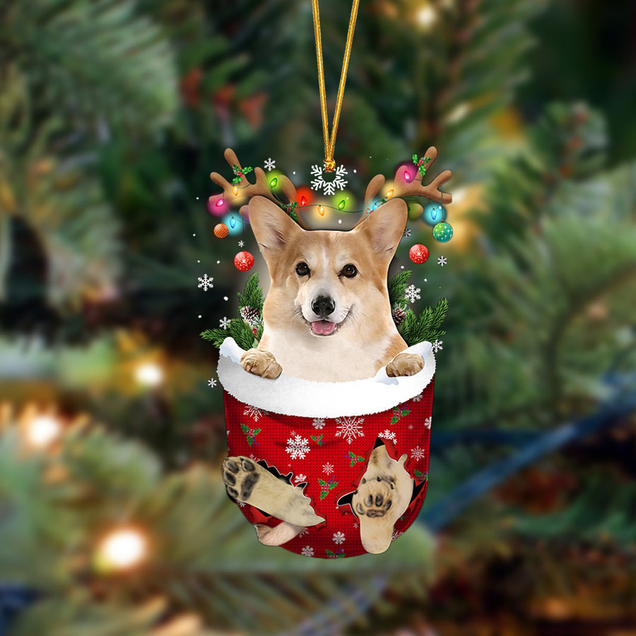 Corgi-In Christmas Pocket Two Sides Ornament, Christmas Dog Hanging Ornament - Best gifts your whole family