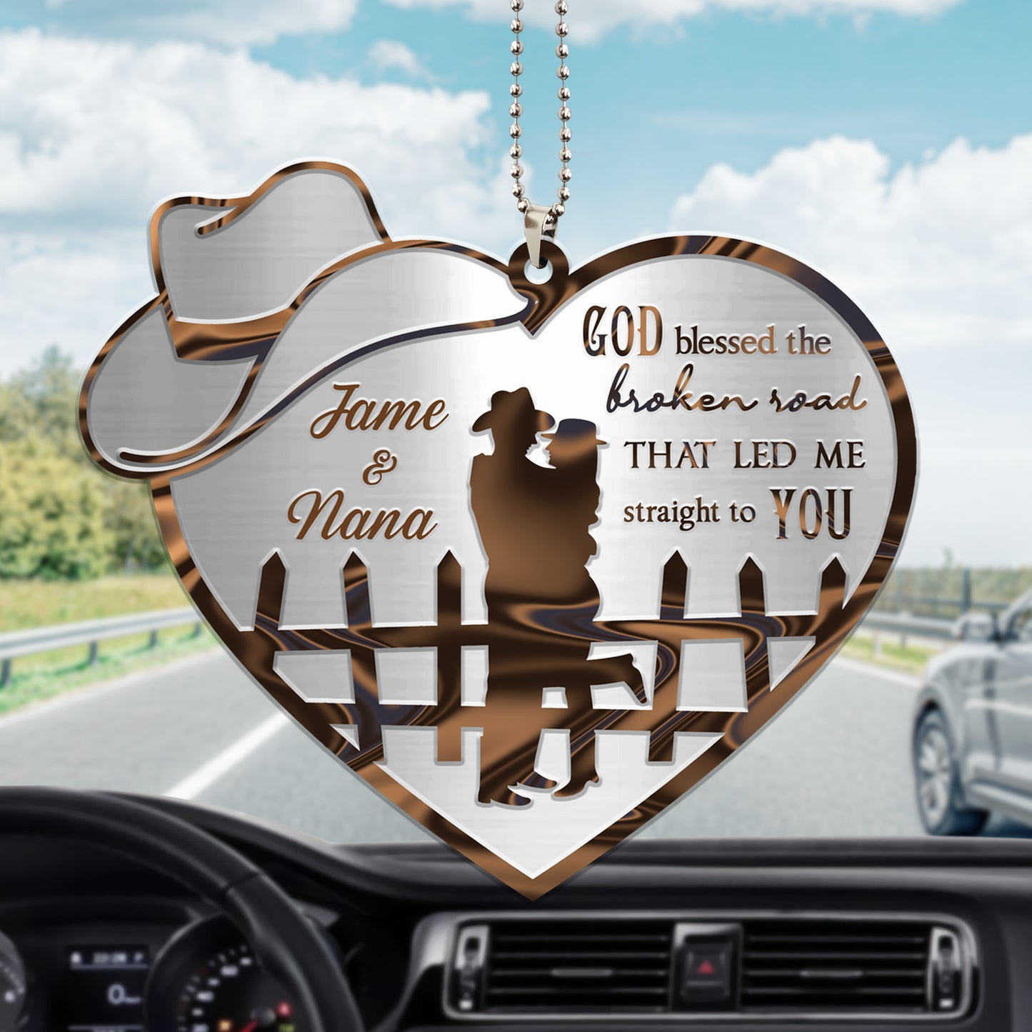 Couple Cowboy And Cowgirl God Blessed Personalized Ornament, Couple Car Hanging Ornament, Valentine Couple Ornament - Best gifts your whole family