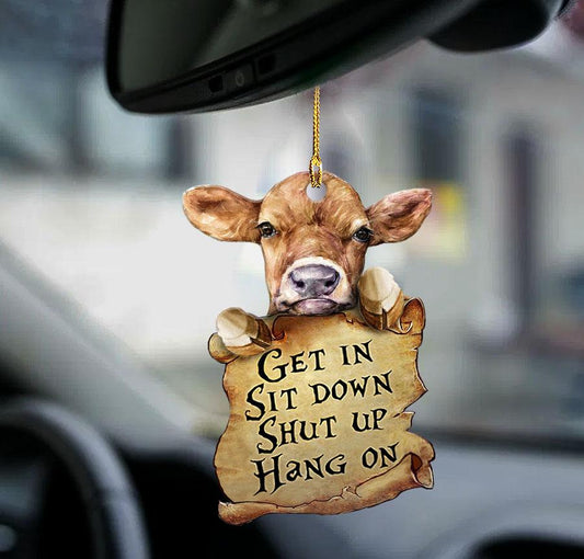 Cow Get In Cow Lover Two Sided Ornament, Godmerch Cow Ornaments For Car - Best gifts your whole family
