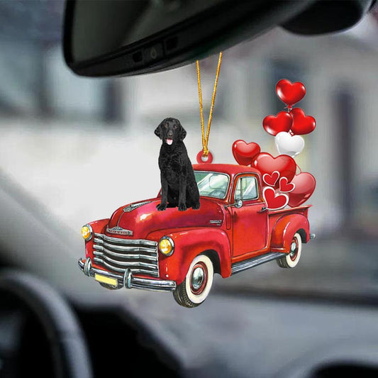 Curly Coated Retriever-Red Sports Car-Two Sided Ornament - Best gifts your whole family