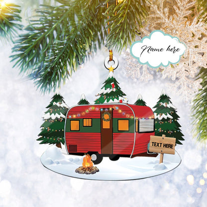Custom Camping Camper Flat 2D Ornament, Camping Lover Gift, Christmas Tree Ornament, Home Decor Plastic Ornament - Best gifts your whole family