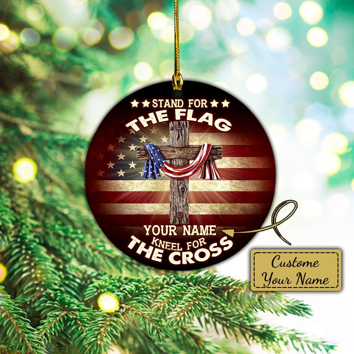 Custom Circle Ornament - Stand For The Flag - Car Ornament - Best gifts your whole family