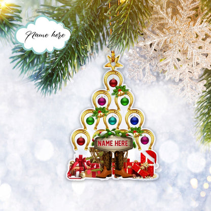 Custom Horseshoe Western Cowboy Cowgirl Boots Flat 2D Ornament, Christmas Tree Ornament, Home Decor Plastic Ornament - Best gifts your whole family