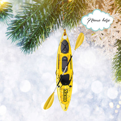 Custom Kayak With String Lights Flat 2D Ornament, Kayak Lover Gift, Christmas Tree Ornament, Home Decor Plastic Ornament - Best gifts your whole family