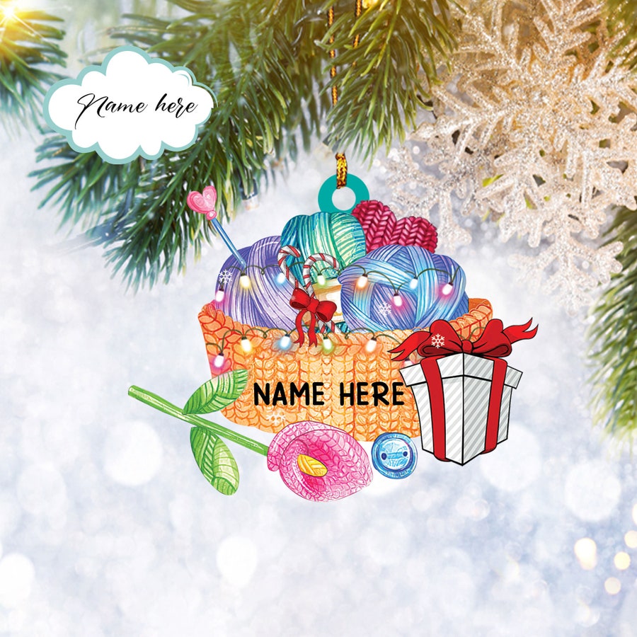 Custom Knitting Yarns Accessories String Lights Flat 2D Ornament, Christmas Tree Ornament, Home Decor Plastic Ornament - Best gifts your whole family