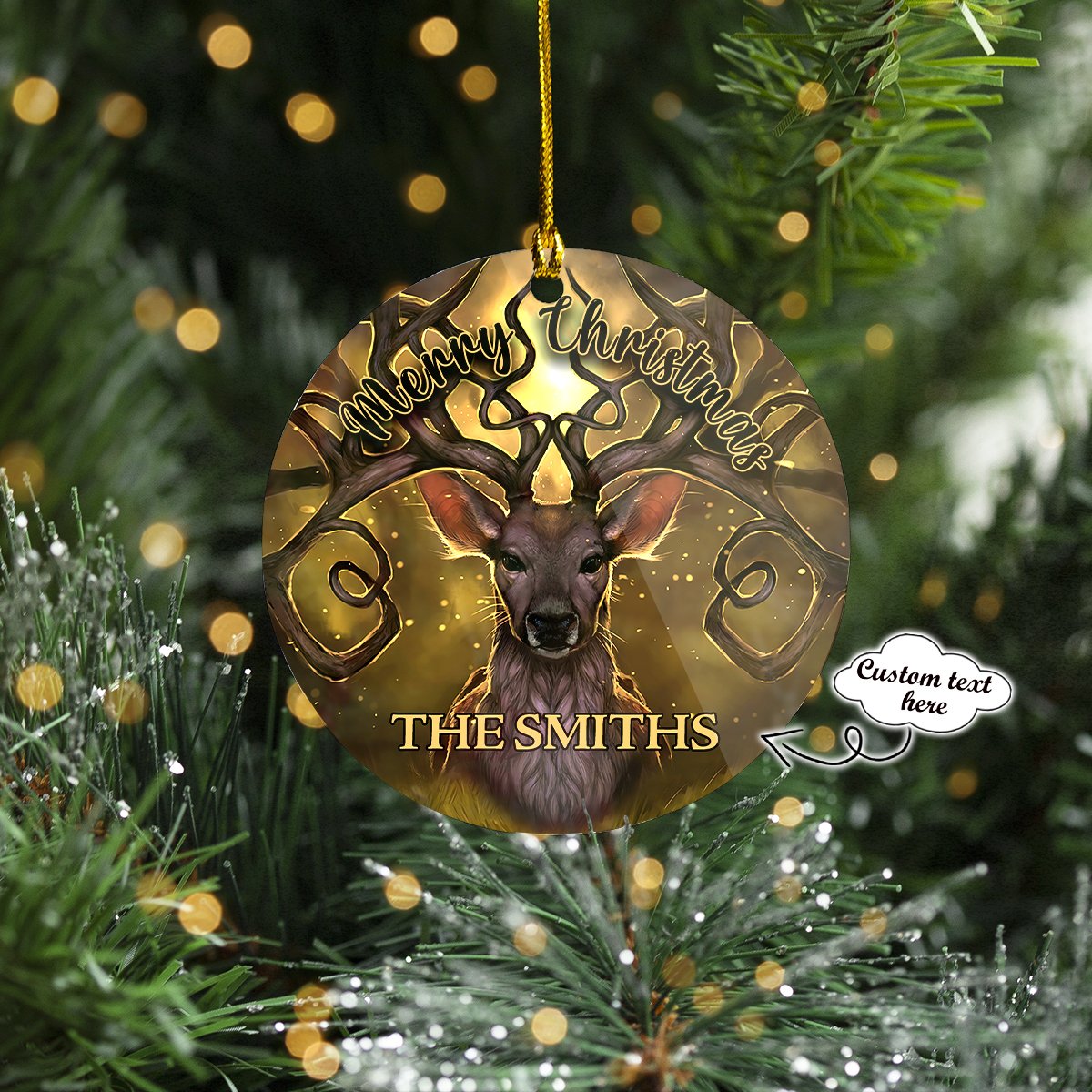 Custom Merry Christmas Reindeer - Family Name Car Ornament - Best gifts your whole family