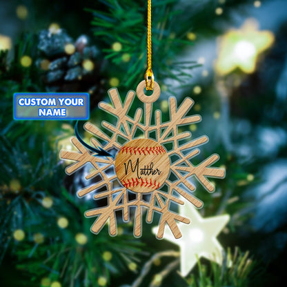 Custom Name Baseball Snow Car Ornament - Gift for Baseballer - Best gifts your whole family