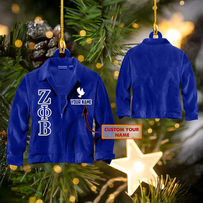 Custom Name Blue Zeta Phi Beta Vest Car Ornament - Best gifts your whole family