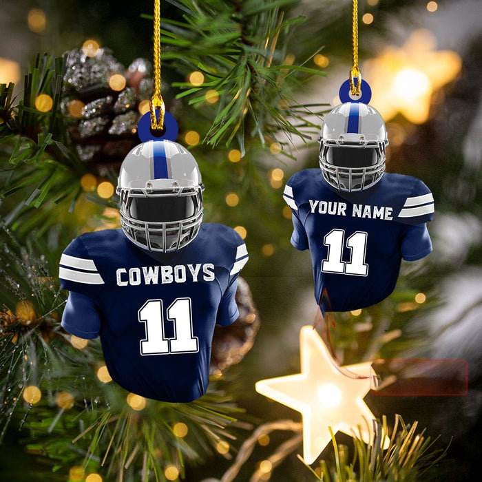 Custom Name Dallas Cowboys Uniform Car Ornament - Best gifts your whole family