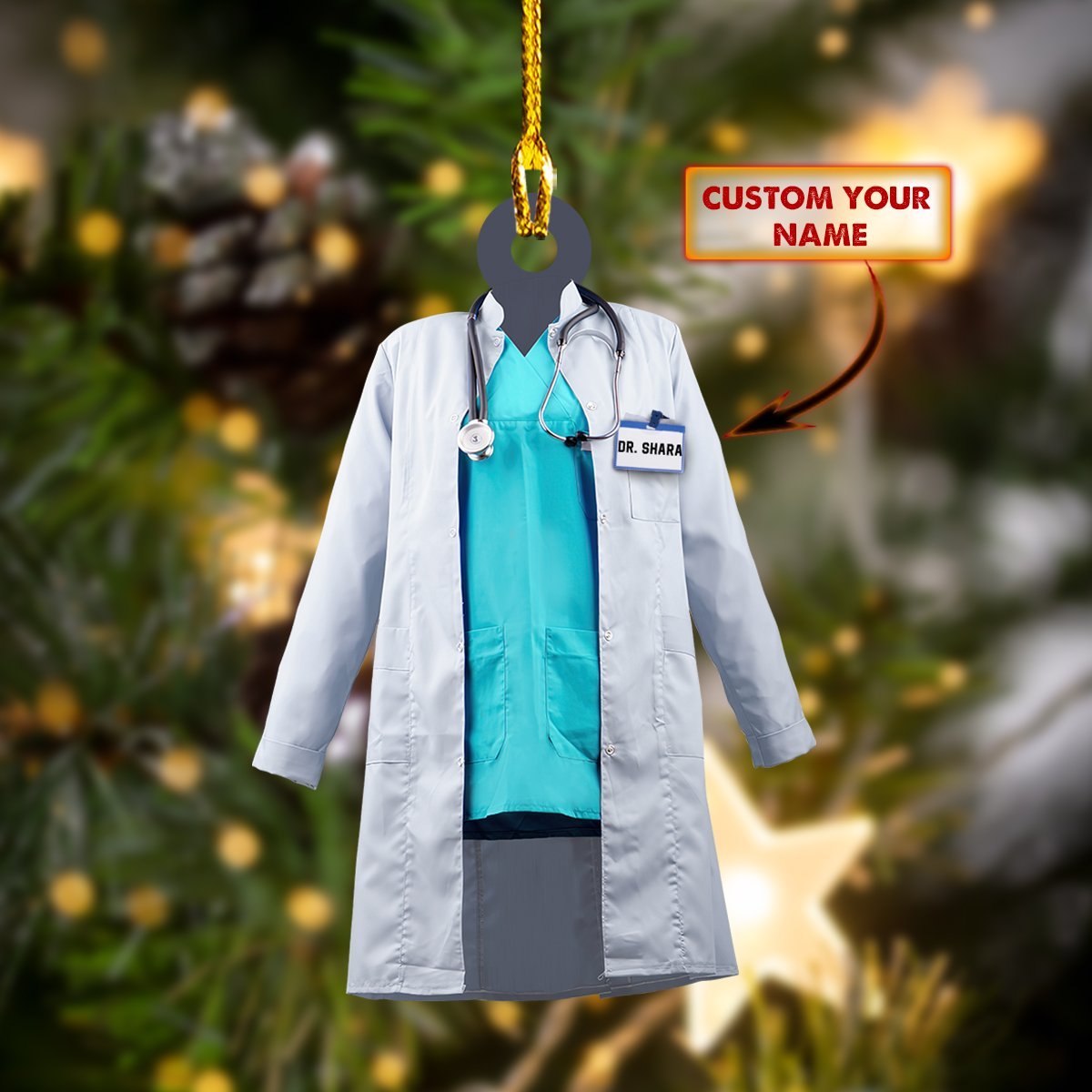 Custom Name Doctor Coat and Blouse Car Ornament - Best gifts your whole family