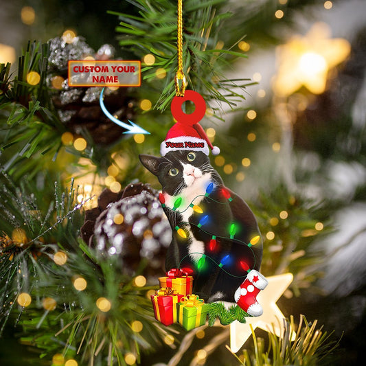 Custom Name Love Cat Wear Beanie Car Ornament - Best gifts your whole family