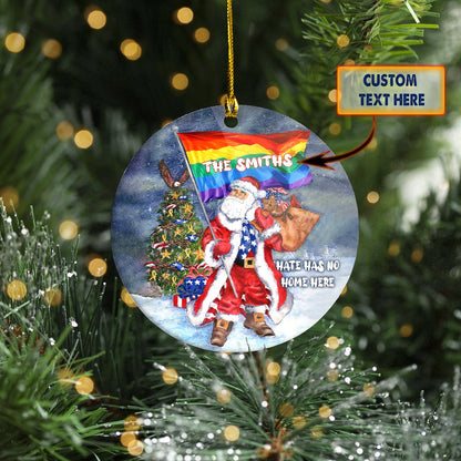 Custom Name Ornament - Santa Pride Flag Car Ornament - Best gifts your whole family