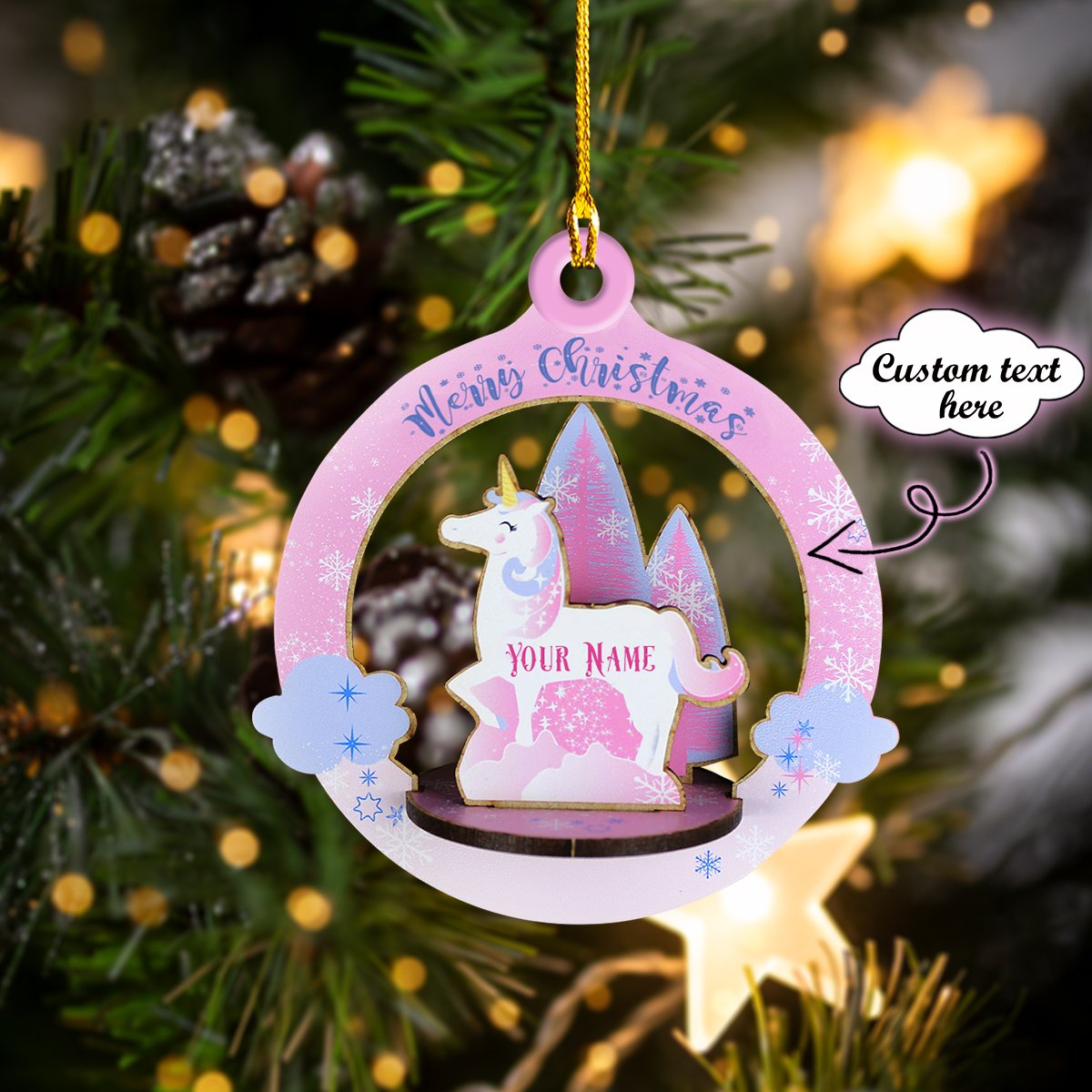 Custom Name Pink Unicorn Car Ornament - Gift for Unicorn Lover - Best gifts your whole family