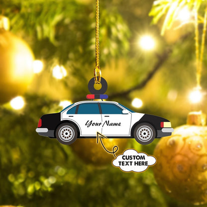 Custom Name Police Car Car Ornament - Best gifts your whole family