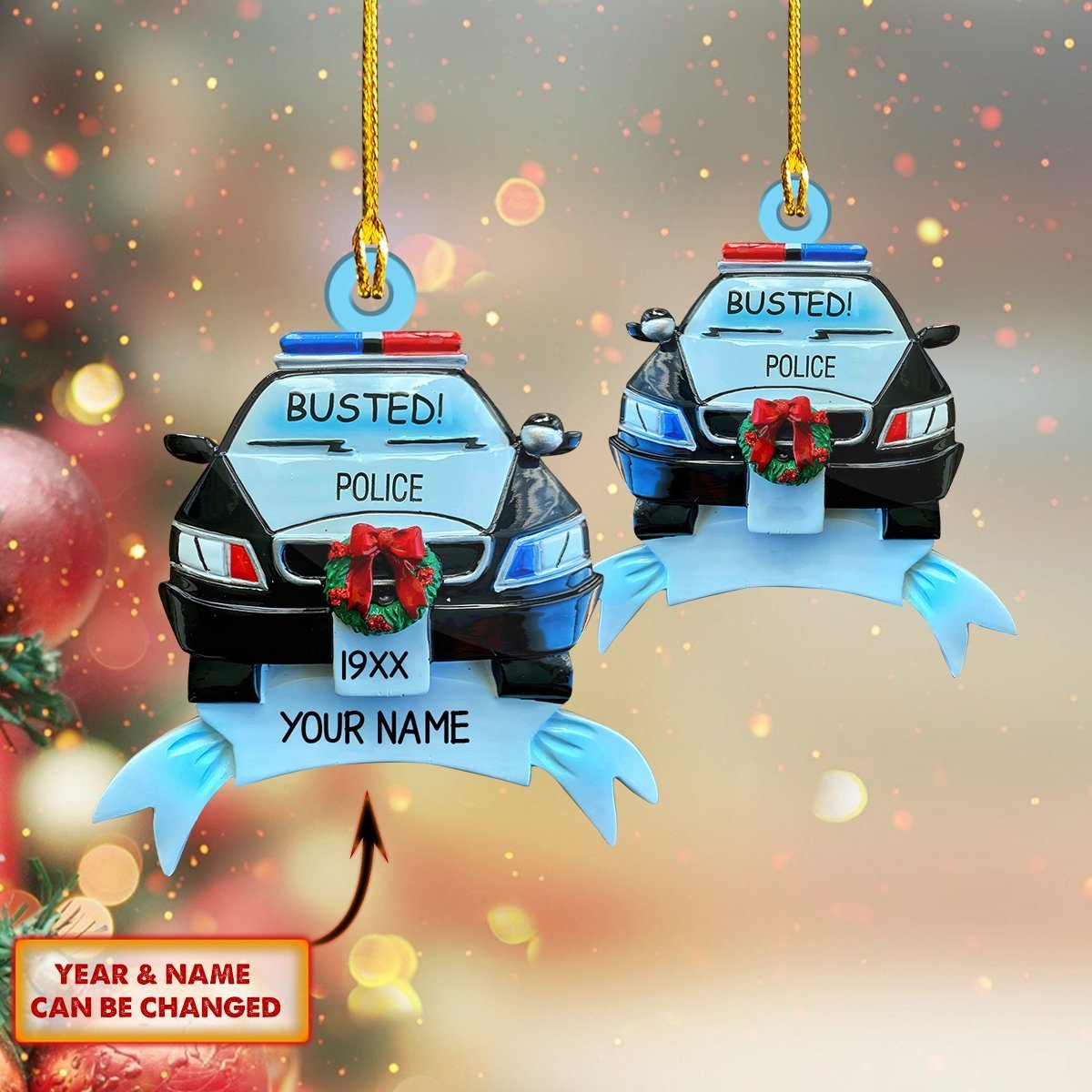 Custom Name Police Car Car Ornament - Best gifts your whole family