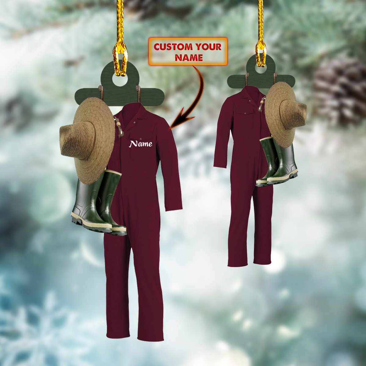 Custom Name Red Gardener Custume Car Ornament - Best gifts your whole family