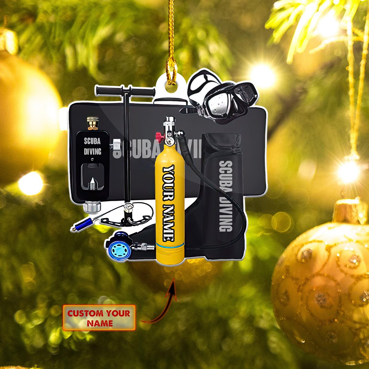 Custom Name Scuba Diving Equipment Ornament Scuba Diver Gift Car Ornament - Best gifts your whole family
