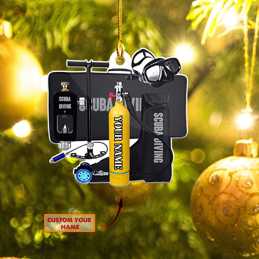 Custom Name Scuba Diving Equipment Ornament Scuba Diver Gift Car Ornament - Best gifts your whole family