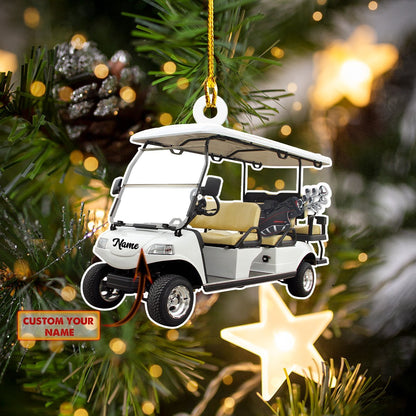 Custom Name White Golf Cart Car Ornament - Best gifts your whole family