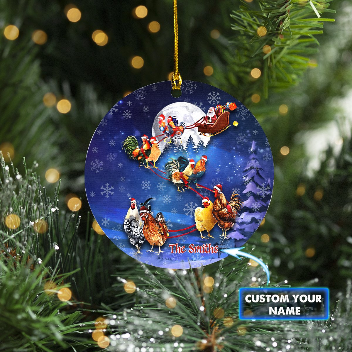 Custom Ornament - Chickens With Stan Claus Car Ornament - Best gifts your whole family