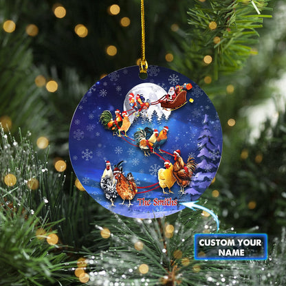 Custom Ornament - Chickens With Stan Claus Car Ornament - Best gifts your whole family