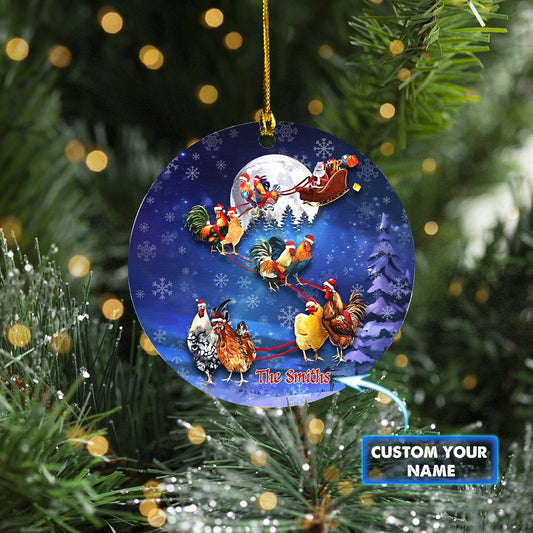 Custom Ornament - Chickens With Stan Claus Car Ornament - Best gifts your whole family