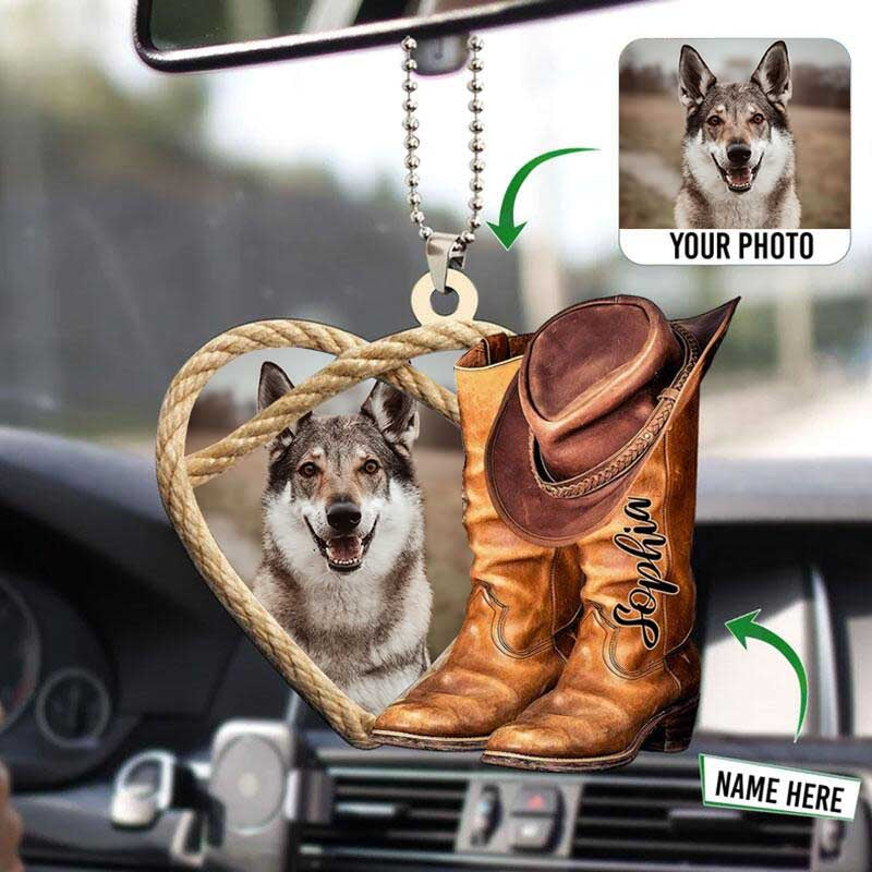 Custom Photo Cowboy Boots Car Ornament - Two Sided Ornament - Best gifts your whole family
