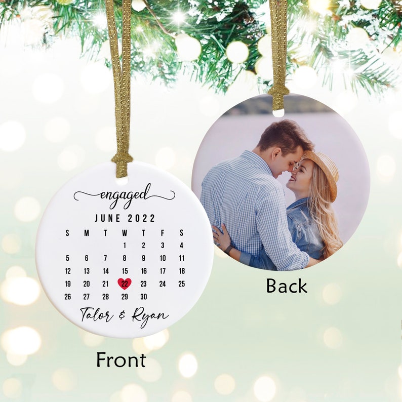 Custom Photo Engaged Ornament- Engagement Ornament-Engagement Gift- Custom Ornament-Engagement Announcement Couples Ornament - Best gifts your whole family