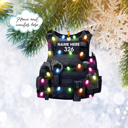 Custom Police Bulletproof Vest Flat 2D Ornament Policeman Gift, Christmas Tree Ornament, Home Decor Plastic Ornament - Best gifts your whole family