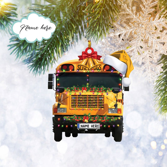 Custom School Bus FLAT 2D Christmas Ornament, Bus Driver Gifts, Christmas Tree Ornament, Home Decor Plastic Ornament - Best gifts your whole family