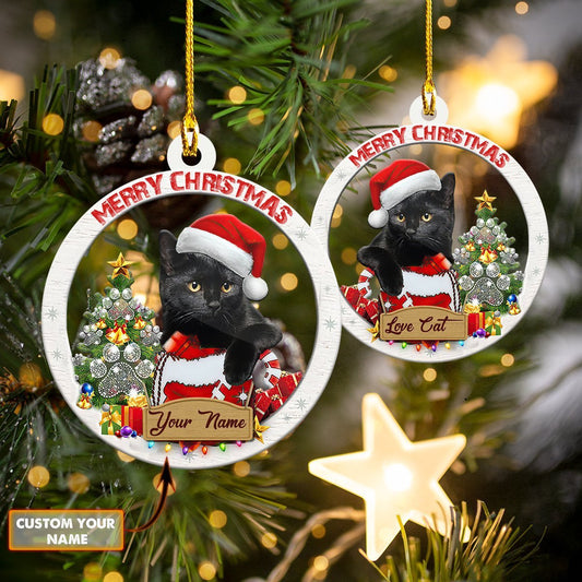 Custom Shaped Ornament - Black Cat Christmas - TRA96 - Best gifts your whole family