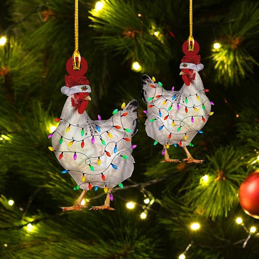 Custom Shaped Ornament - Chicken Merry Christmas - DAH 111 - Best gifts your whole family