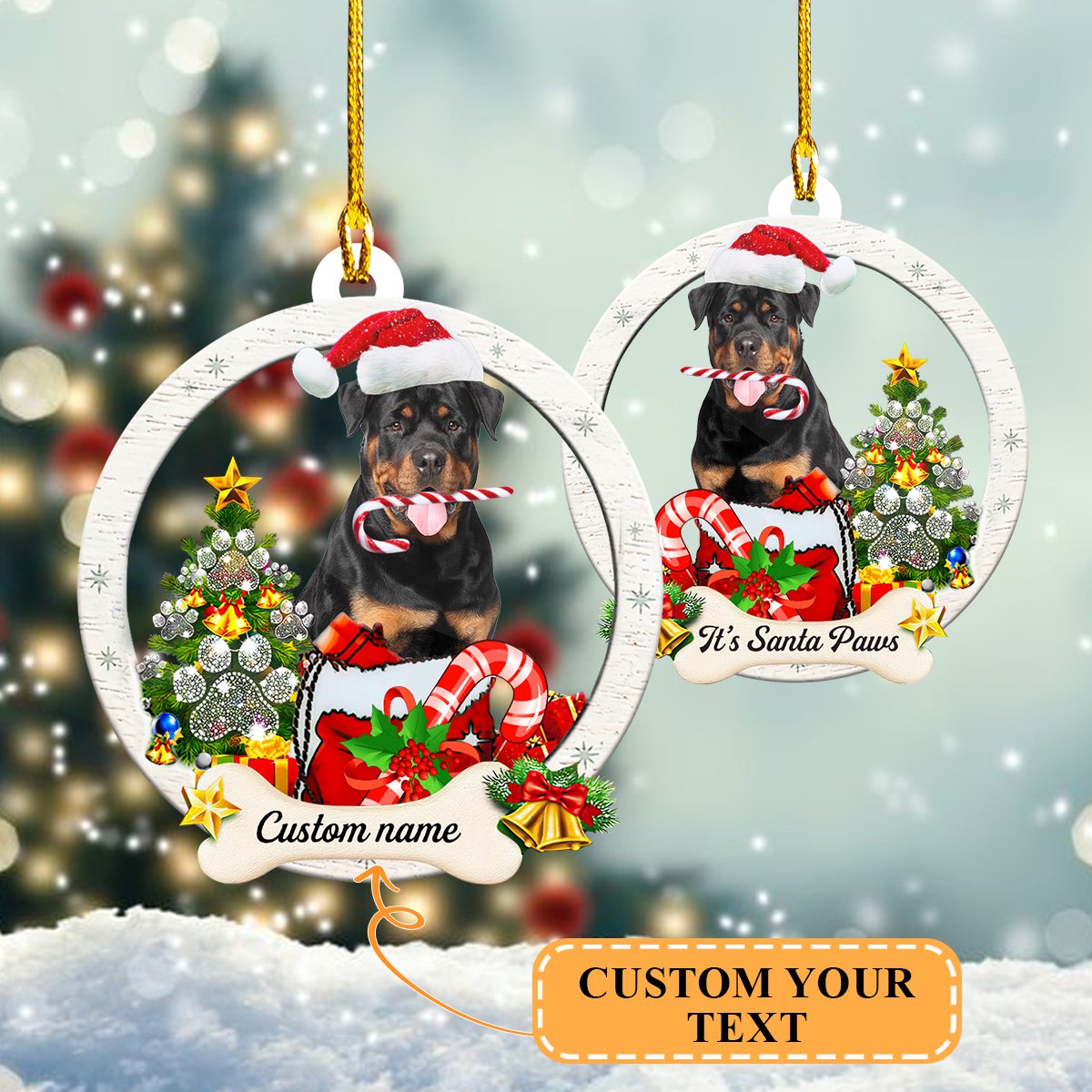 Custom Shaped Ornament - Santa Rottweiler - Nt168 - Loop - Ct222 Car Ornament - Best gifts your whole family