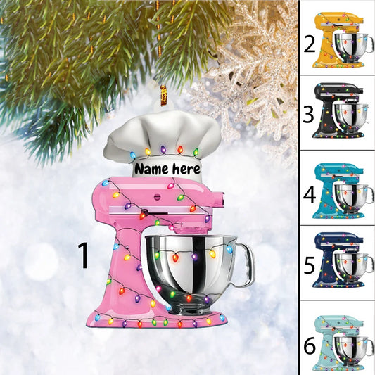 Custom Stand Baking Mixer Lights FLAT 2D Ornament, Baker Gifts, Christmas Tree Ornament, Home Decor Plastic Ornament - Best gifts your whole family