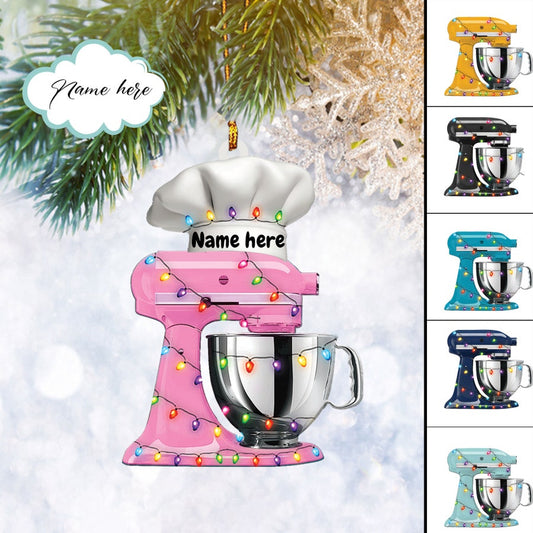 Custom Stand Baking Mixer Lights FLAT 2D Ornament, Baker Gifts, Christmas Tree Ornament, Home Decor Plastic Ornament - Best gifts your whole family