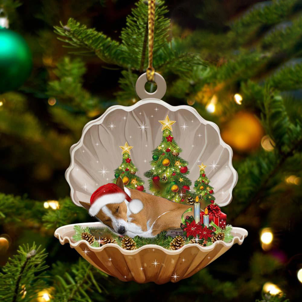 Cute Basenji Sleeping in Pearl Dog Christmas Ornament Flat Acrylic - Best gifts your whole family