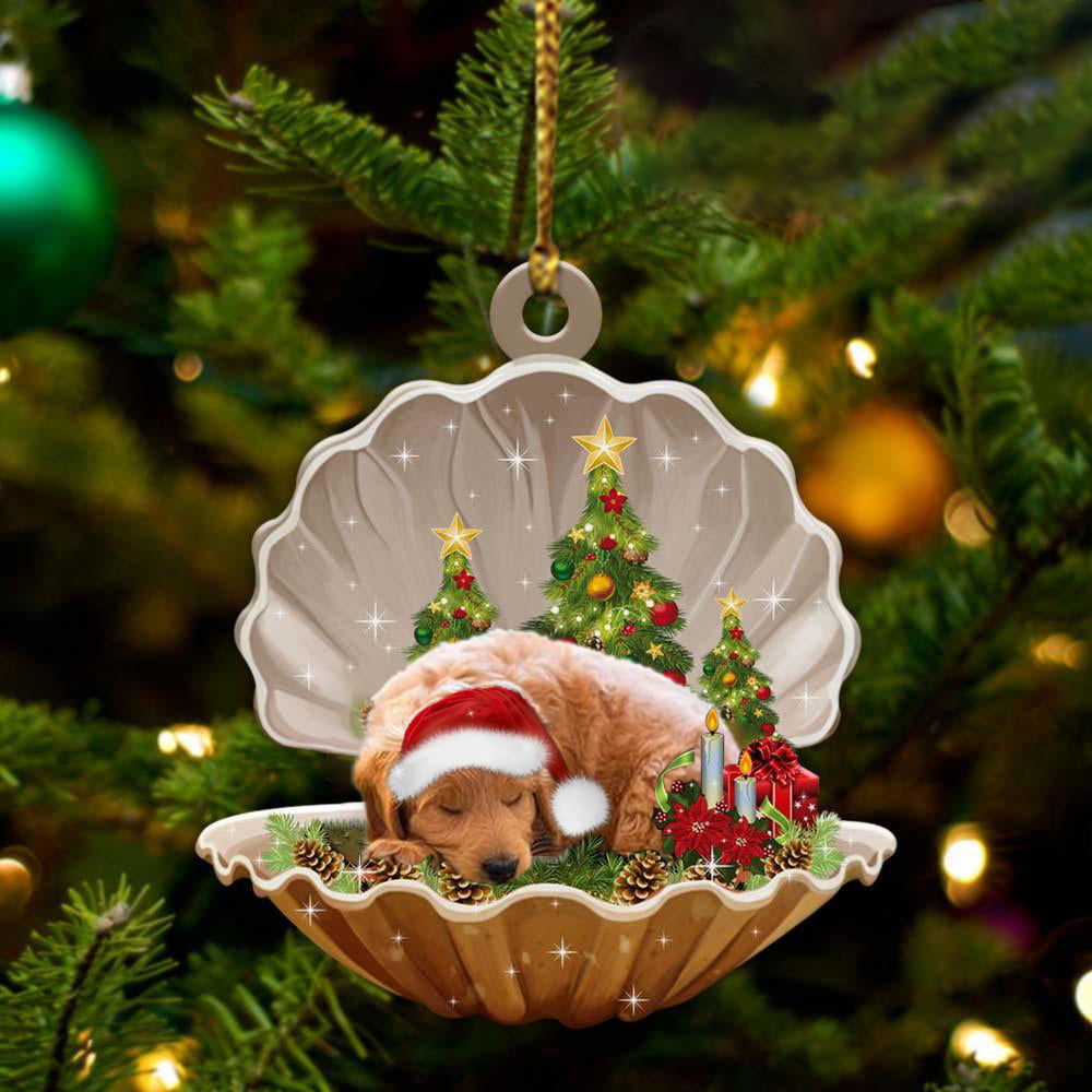 Cute Goldendoodle Sleeping in Pearl Dog Christmas Ornament Flat Acrylic - Best gifts your whole family