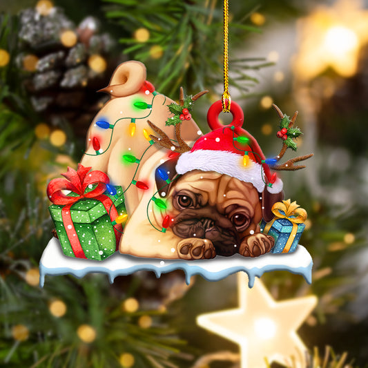 Cute Pug Christmas Shape Ornament - Best gifts your whole family