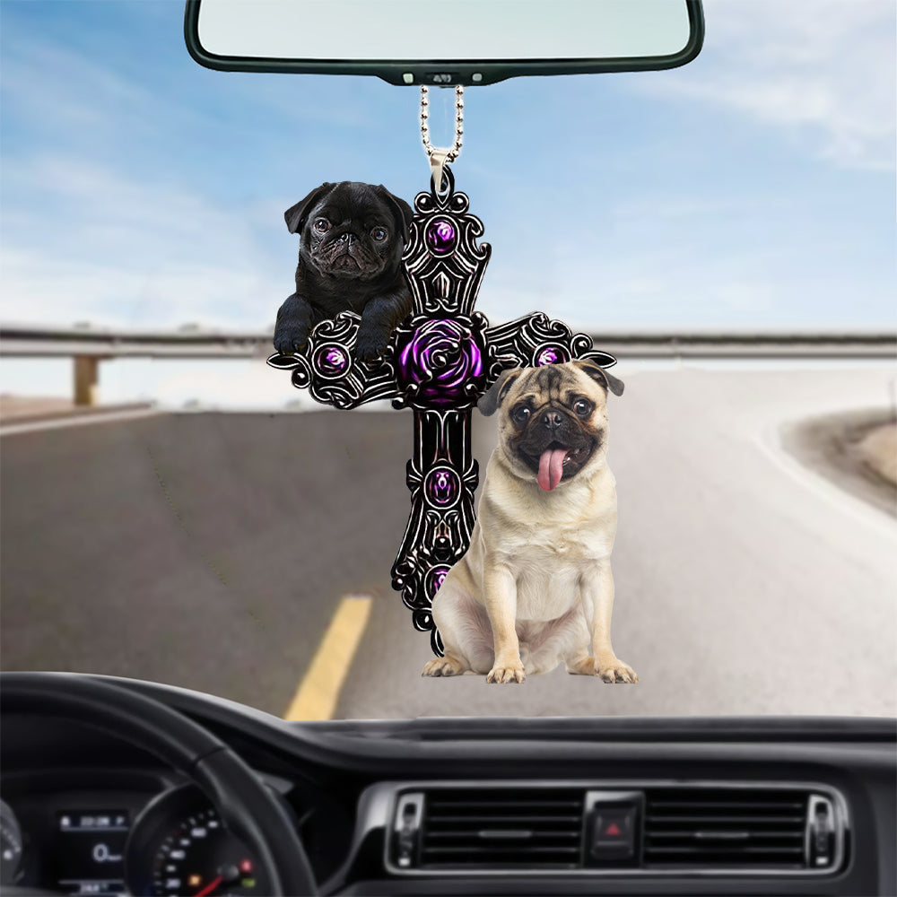 Cute Pug Pray For God Car Hanging Ornament Dog Pray For God Ornament Godmerc - Best gifts your whole family